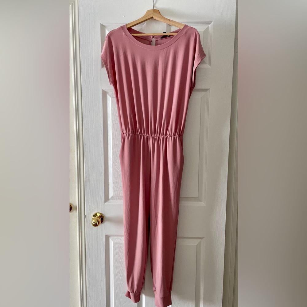 BNWT Rose Coloured Stretchy Matte Satin Looking Jumpsuit